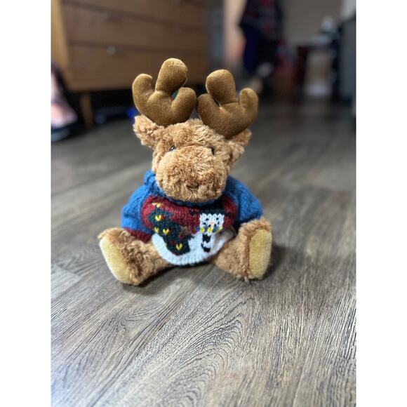 Dandee Other - Rare DANDEE Reindeer Plush w Winter Snowman Sweater SAMPLE 14"